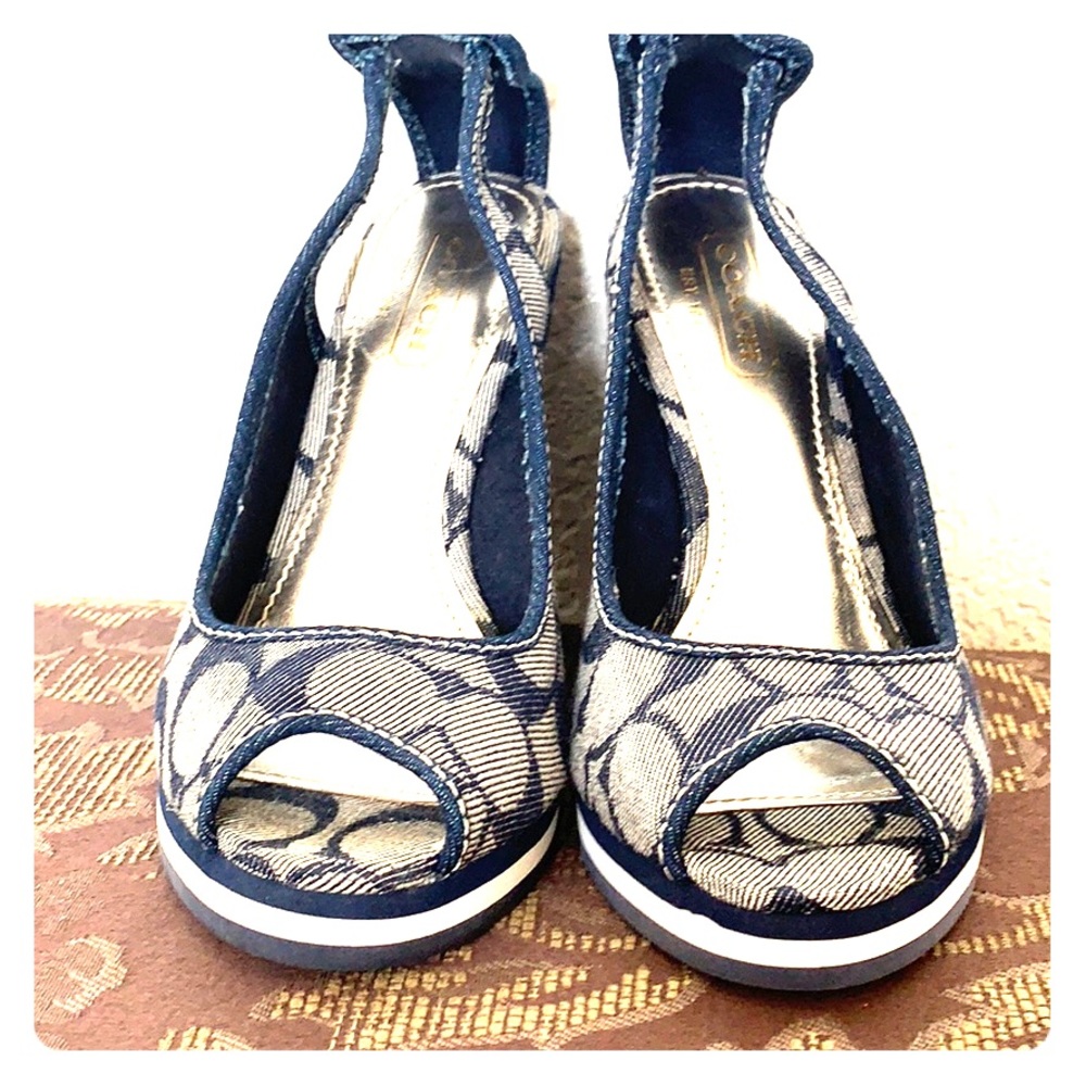 Coach logo denim wedge Sandal